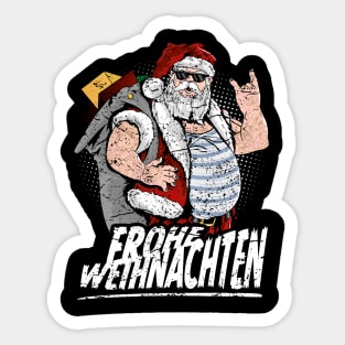 Frohe Weihnachten cool tattooed santa claus with sunglasses Sticker